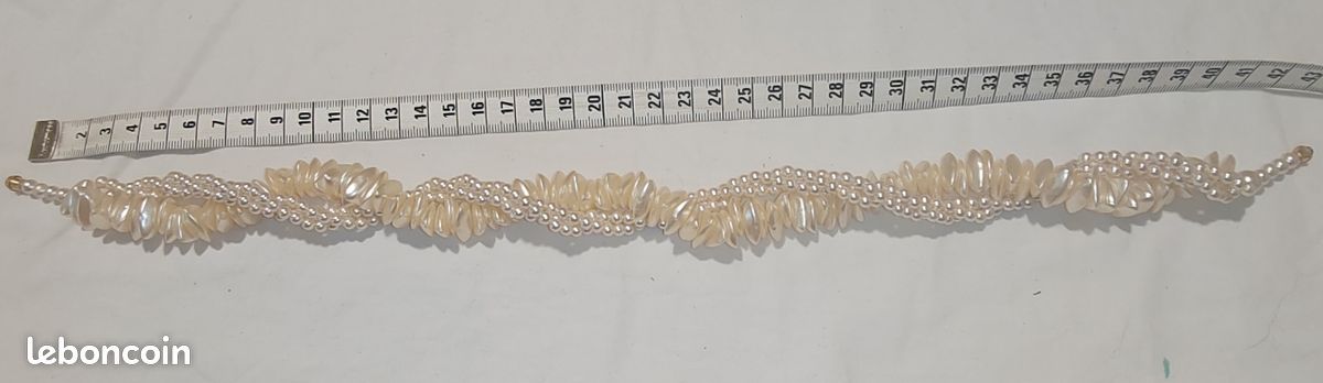 Joli collier vintage en perles torsadé et perles pastel nacré (image 9)