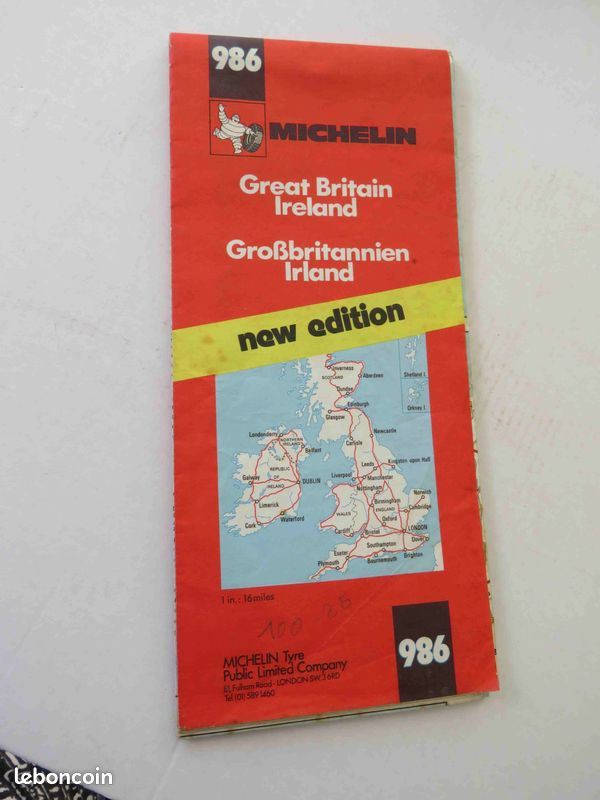 Carte MICHELIN 986 GRANDE BRETAGNE IRLANDE 1982 (image 1)