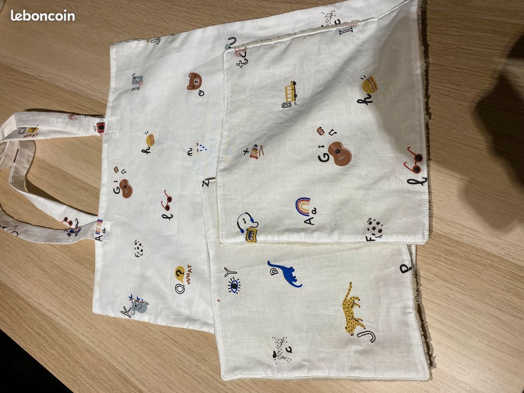 Ensemble sac bibliothèque + 2 serviettes fait main (image 6)