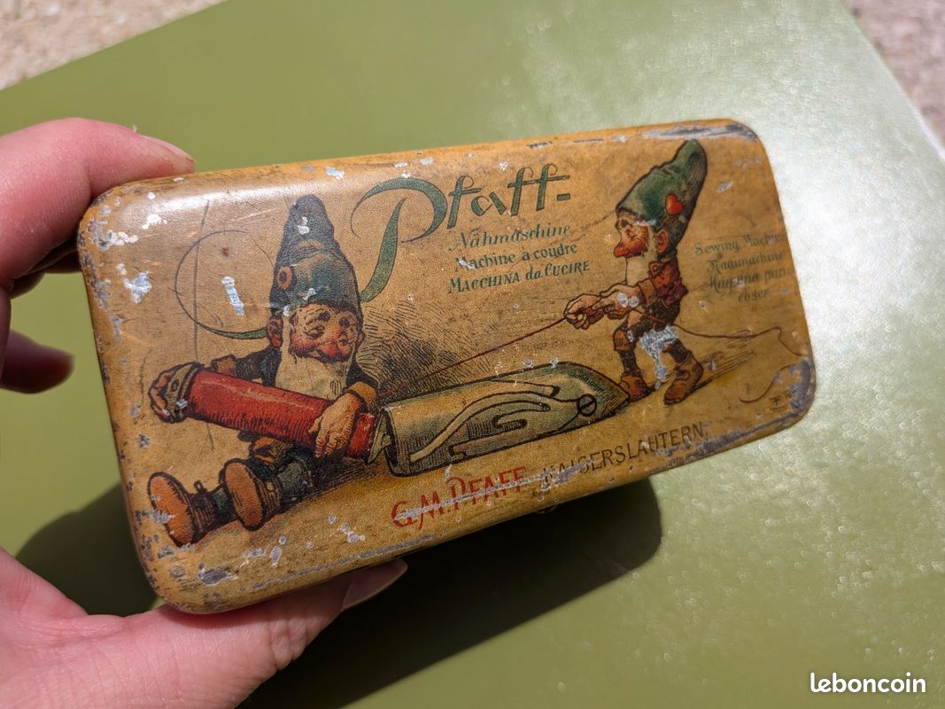 Boîte en tôle lithographiée ancienne PFAFF - Décor Elfes / Gnomes & Art Nouveau - Circa 1910 (image 12)