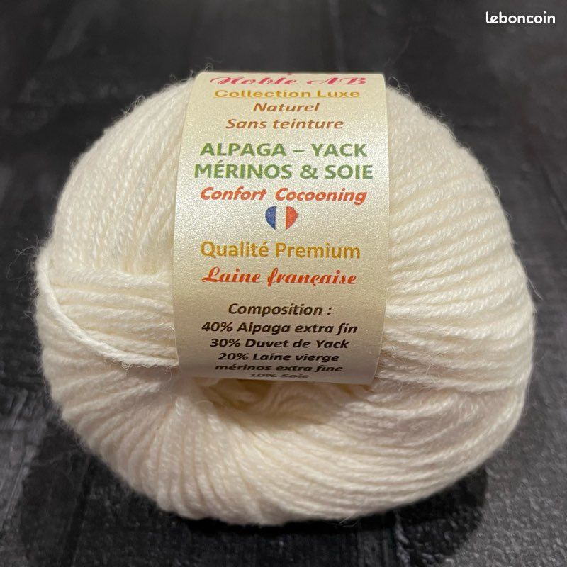 Alpaga yack mérinos et soie Noble AB naturel sans teinture 10 pelotes de 50g 120m (image 3)