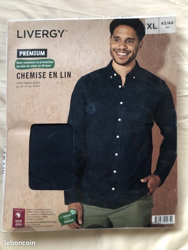 Chemise en lin bleu marine XL (image 1)
