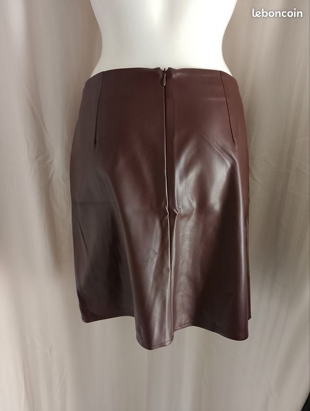 Jupe Plissée Simili Cuir Rouge Foncé Rebecca Taylor Taille 0 - Oxblood - Neuf Avec étiquettes