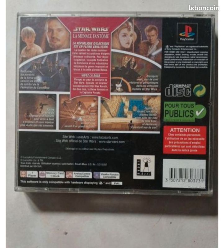 Jeu Star Wars Épisode 1 La Menace Fantôme Sur Sony PlayStation 1 - Complet, Très Bon état