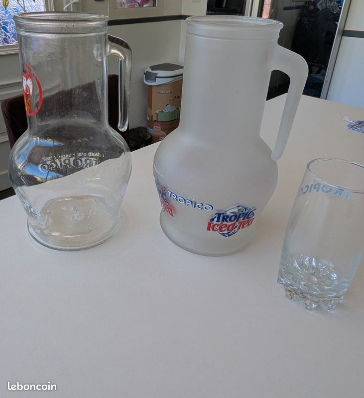 Lot de 2 carafe vintage tropico 227cl et 1 verre tropico (image 2)