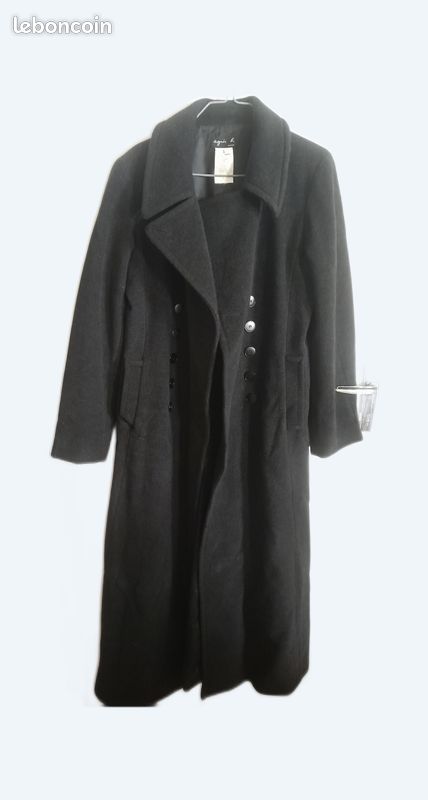 Manteau laine/cashmere long gris Agnes b T 38 (image 1)