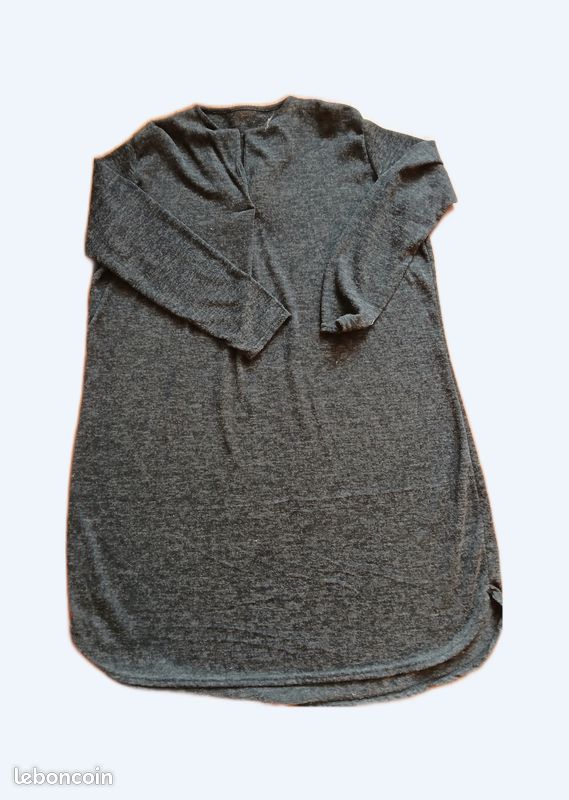 Robe Femme Lolë Gris Anthracite Taille XS - Manches Longues, Coton Extensible, Occasion Très Bon état