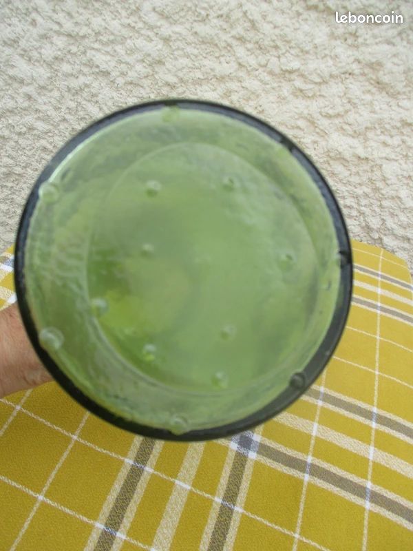 Vase Design en Verre Vert de 18,5 cm de Haut - Vintage (image 7)