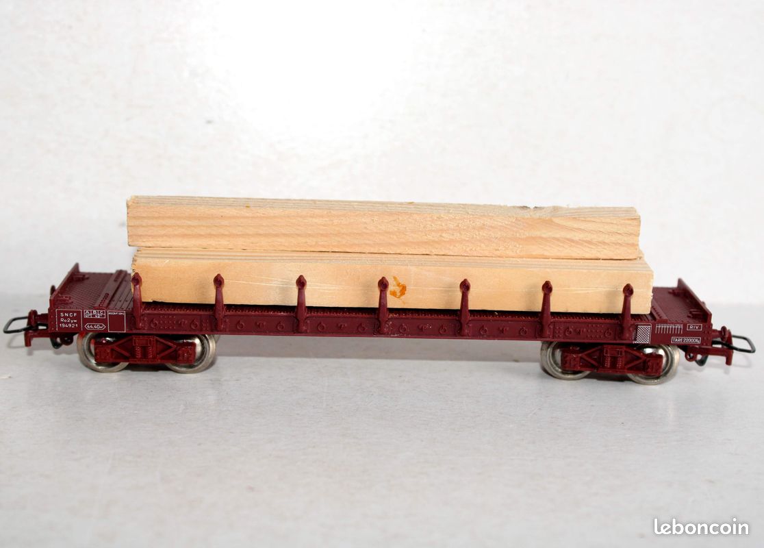 Wagon Plat à Bords Bas Jouef HO + Conteneur SNCF N°162503 - Occasion Bon état, échelle HO