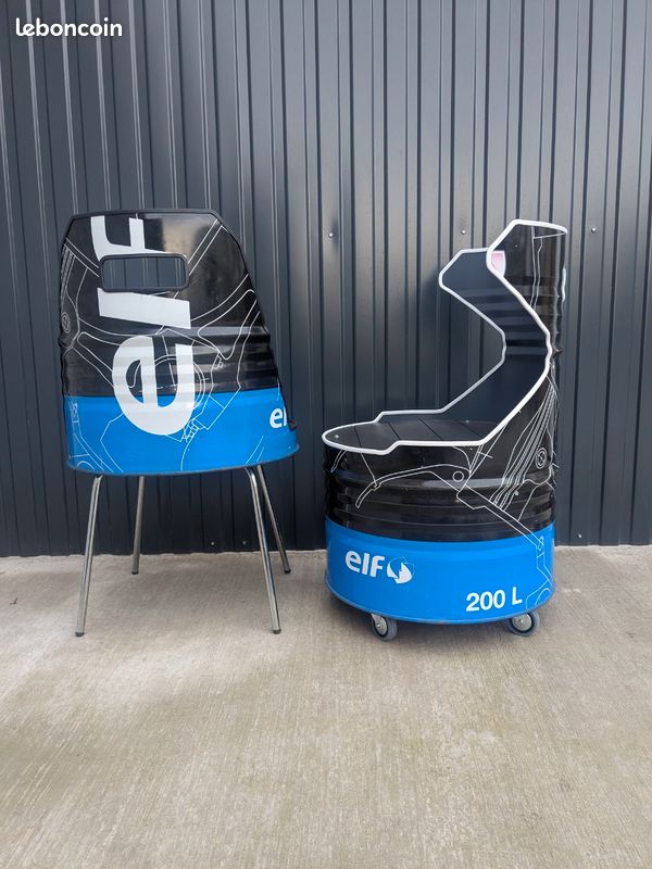 Ensemble Sièges + Table basse / Fut métal ELF compétition noir et bleu / Sport Mécanique (image 5)