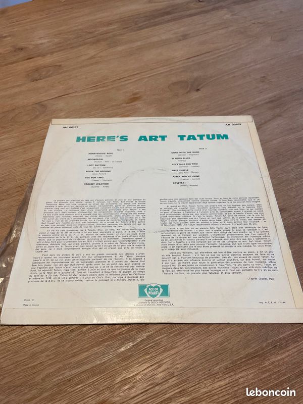 Vinyle 33T « Here s Art Tatum » (image 2)