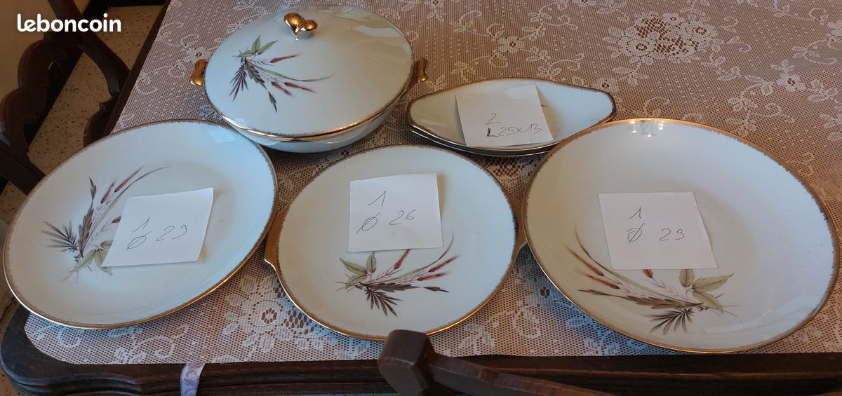 Service en porcelaine de Limoges, 82 pièces, Marque P.L France (image 3)
