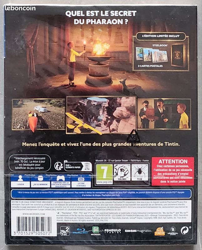 Tintin Reporter Les Cigares du Pharaon Ps4 (Édition Limitée) neuf sous Blister (image 2)