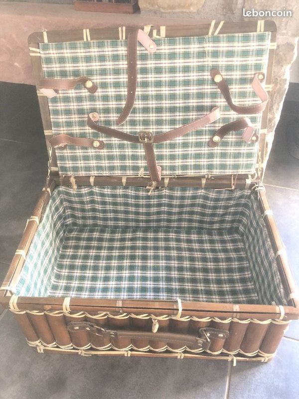 Ancienne Valise En Bambou - Pique-nique / Camping - Vintage