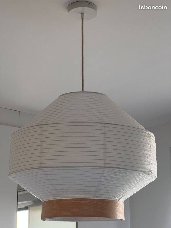 Suspension plafonnier en papier et placage bois KAVE HOME (image 1)
