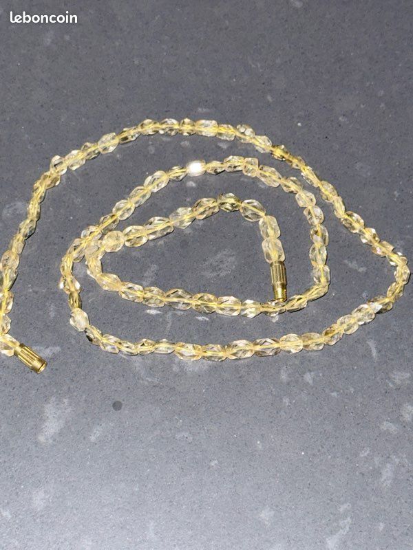 Collier de véritables pierres de citrine jaune facettées de 50 cm fermoir doré (image 5)