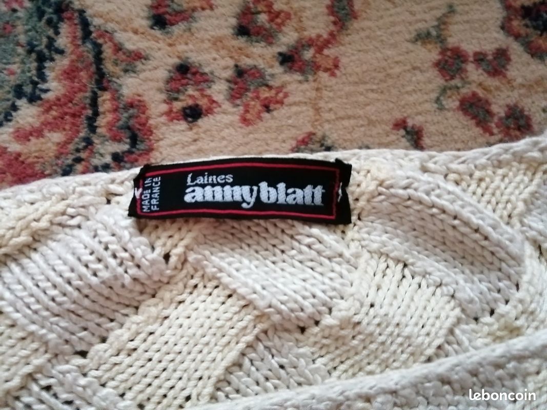 Pull Sans Manches Anny Blatt Motif Losanges - Coton, Taille XL, Couleur Beige/marron, Neuf Sans étiquettes