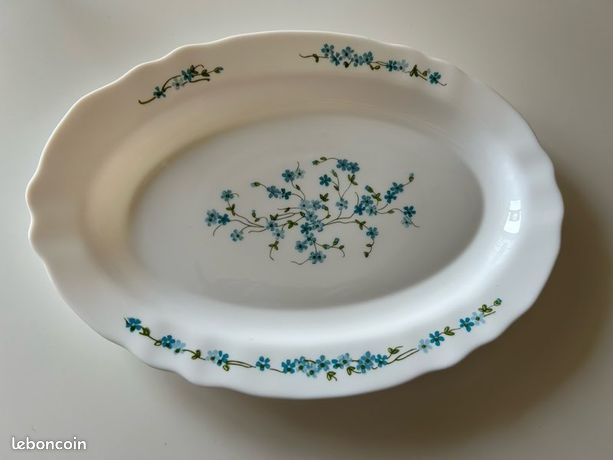 Ravier Arcopal Myosotis – Modèle Veronica, Vintage Années 70, Blanc Et Bleu