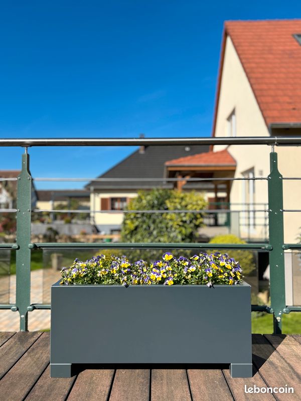 Jardinière, bac à fleurs, bac potager, alu Gris Anthracite 99 cm (image 4)