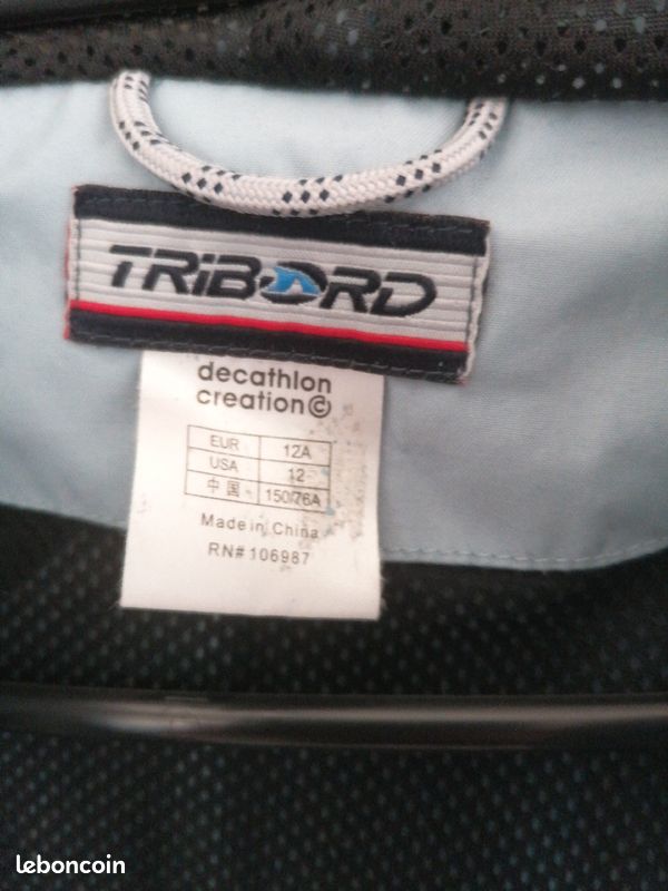 Kway gris-bleu tribord en 12 ans unisexe (image 3)