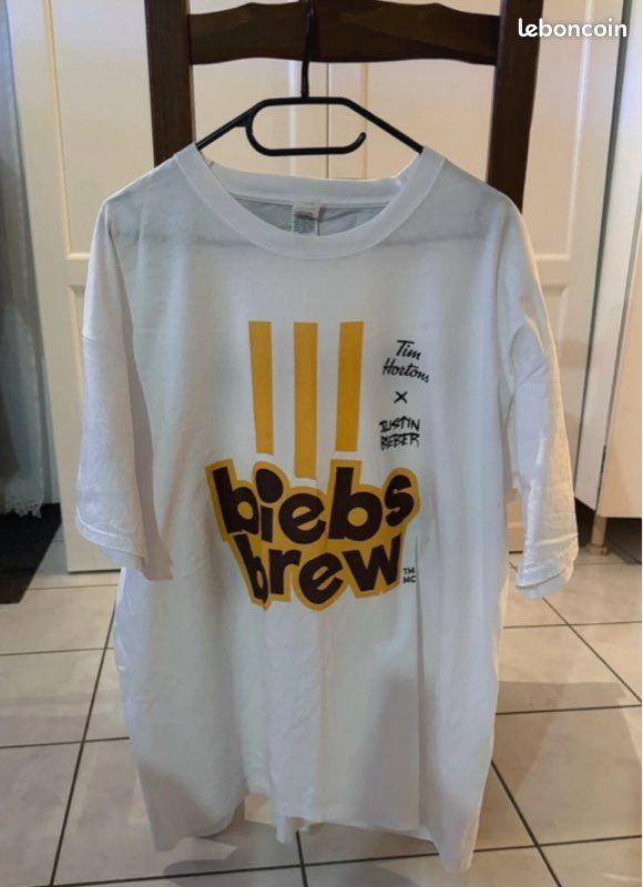 Lot de 3 pièces : Biebs Brew Justin Bieber X Tim Hortons (Canada). Pantalon + Tee-Shirt + Pull Blanc. Neuf (image 3)