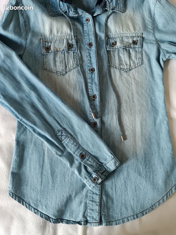 Chemise jean délavé (image 2)