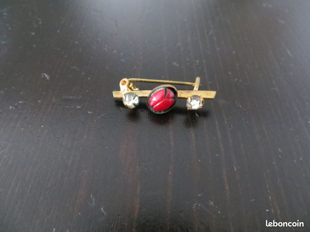 Broche strass brillant et coccinelle pierre bijou XX ème 1950 (image 2)