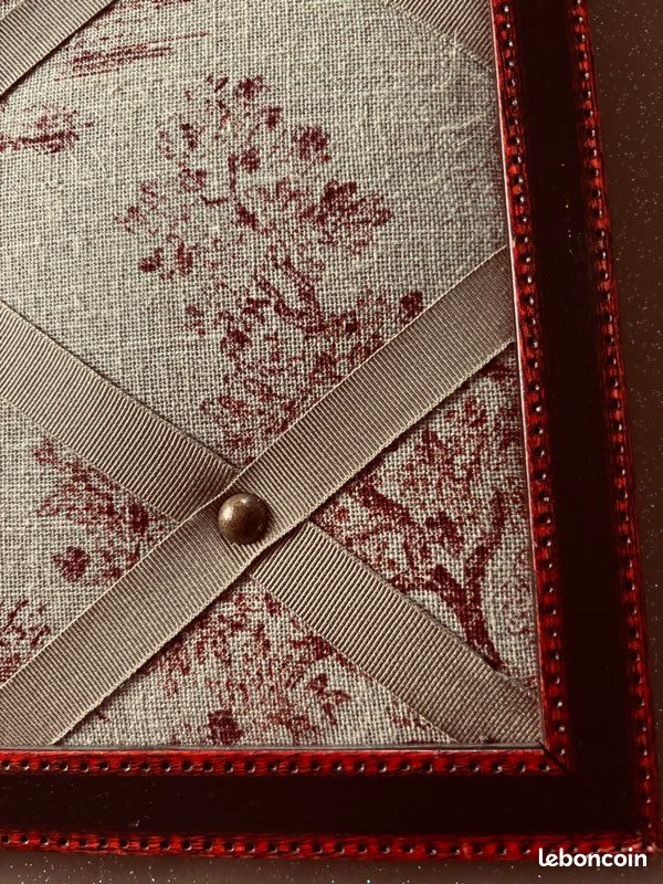 Pêle-mêle 53x43 encadrement Bois fond Toile de jouy vieux rose (image 7)