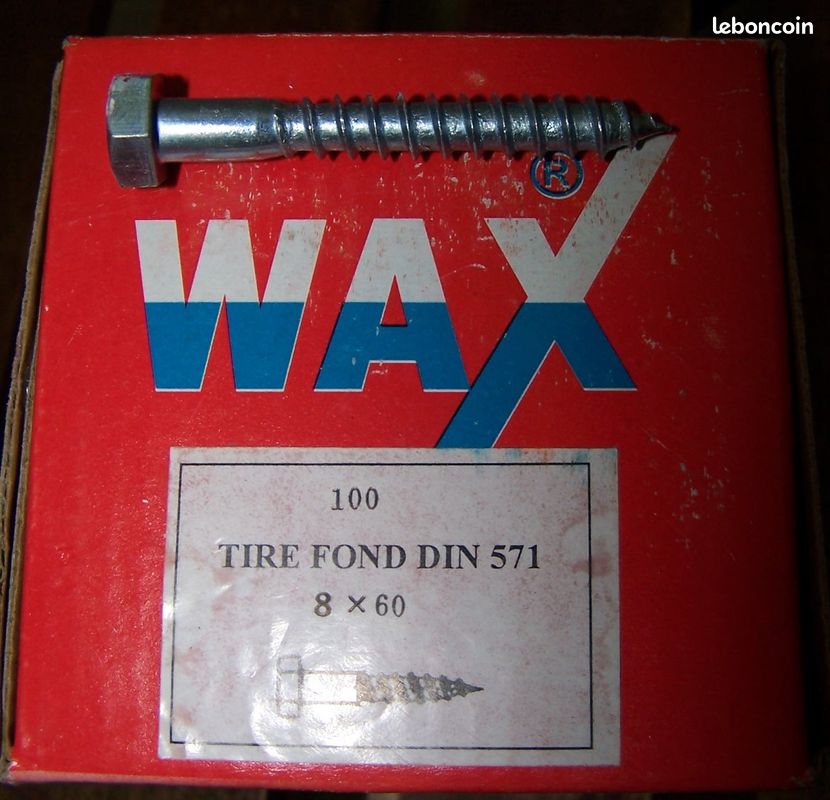 6 boites de tirefond WAX 8 X 60 (image 1)