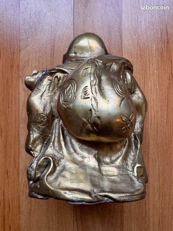 Statue Bouddha rieur laiton dore artisanat asiatique decoration zen collection (image 7)