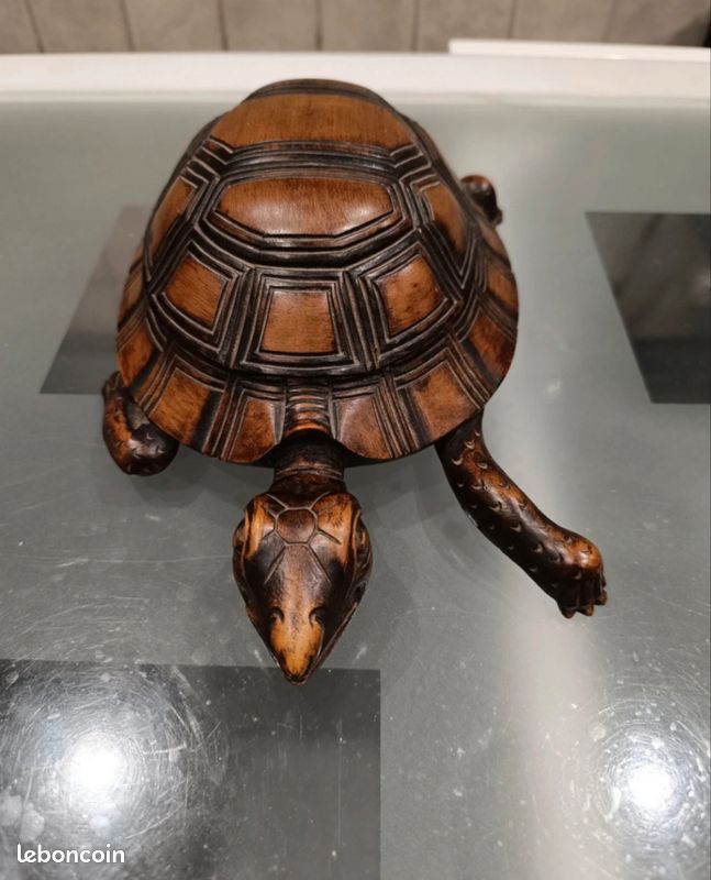 Boîte à Bijoux En Bois Sculptée En Forme De Tortue - Objet De Décoration Occasion