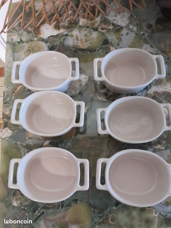 Lot de 6 cocottes beige porcelaine (image 1)