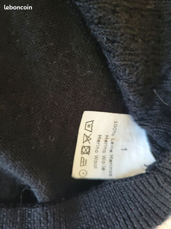 Élégant pull noir fin en laine Armor Lux (image 4)