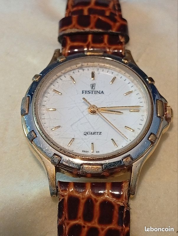 Montre Festina Chronographe Vintage à Quartz - Avec Boîte D'origine - Non Testée - Occasion