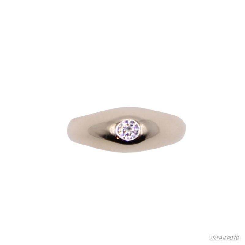 Bague jonc anglais diamant et or blanc 18 carats (image 1)