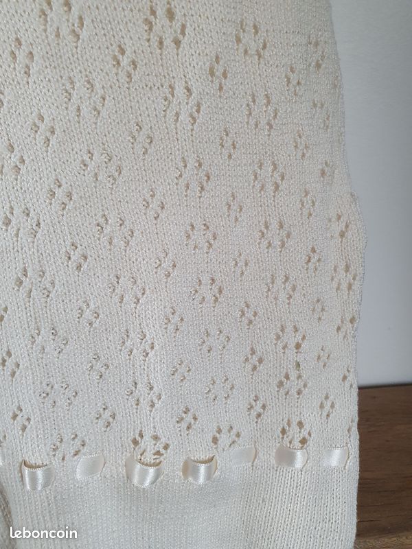 Pull debardeur femme vintage honoré taille M 38 en laine ajourée comme du crochet (image 5)