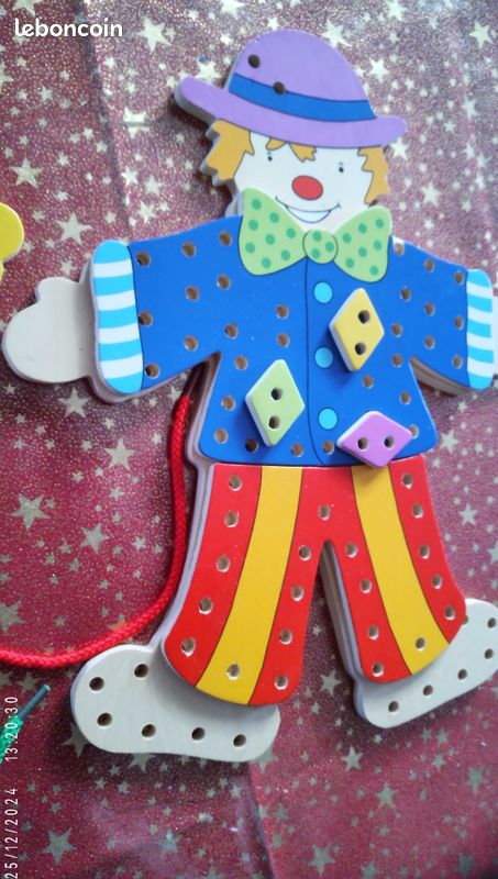 CLOWN à lacer avec toutes ses pièces en bois (image 7)