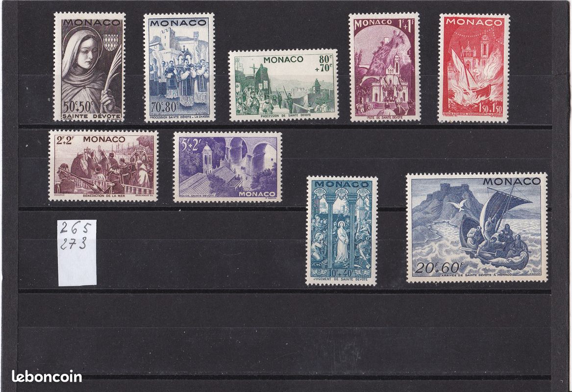 TIMBRE MONACO ANNEE 1944 N° 265 à 273 (image 1)