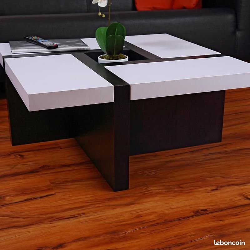 TABLE basse design 80 cm, modèle OREGON, bis noir/blanc (image 5)