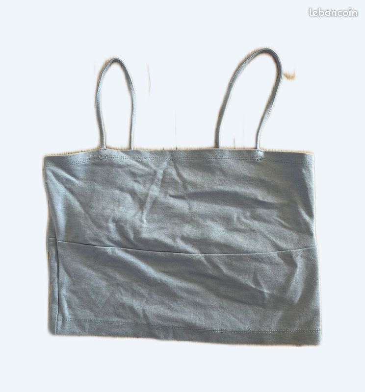 Débardeur crop top bleu ciel avec nœud à l'arrière Zara taille M