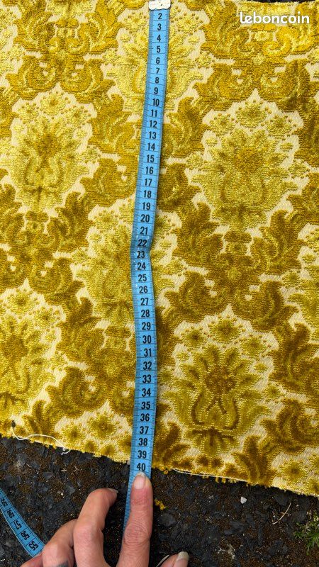 Coupon tissu jacquard jaune 140x40 (image 1)