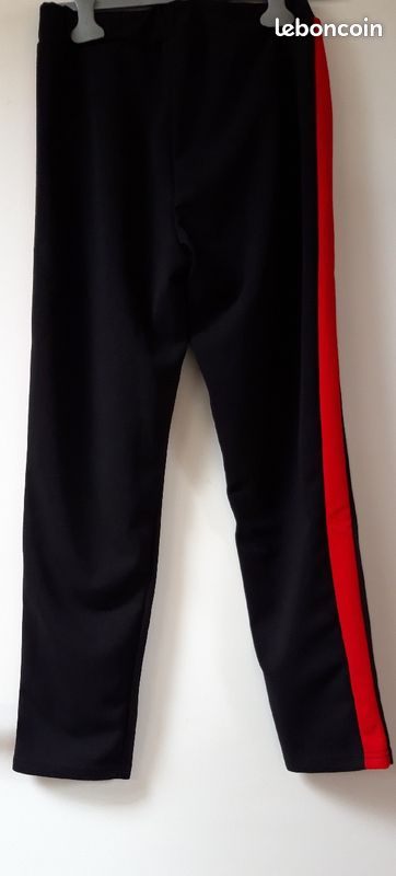 Pantalon jeggings noir bande rouge Mim (image 4)