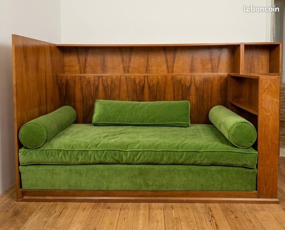 Magnifique ancien lit banquette canapé art déco / art nouveau, possibilité Louis Majorelle (voir dernière photo) (image 1)