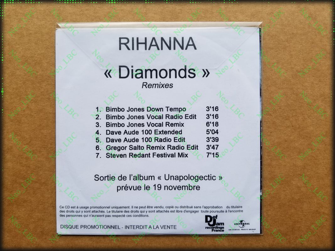 ''Rihanna - Diamonds (Remixes)'' (Promo CD, France) [2012] - CD - Musique