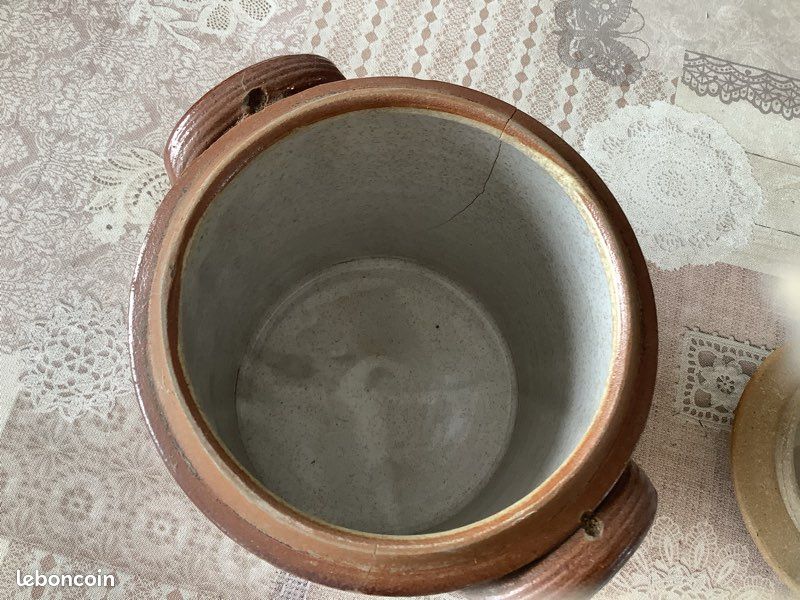 Pot à graisse en grès émaillé marron (image 7)