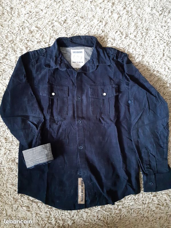 Chemise velours bleu marine 8 ans (image 1)