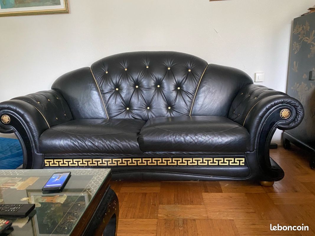 Canape cuir noir (image 3)