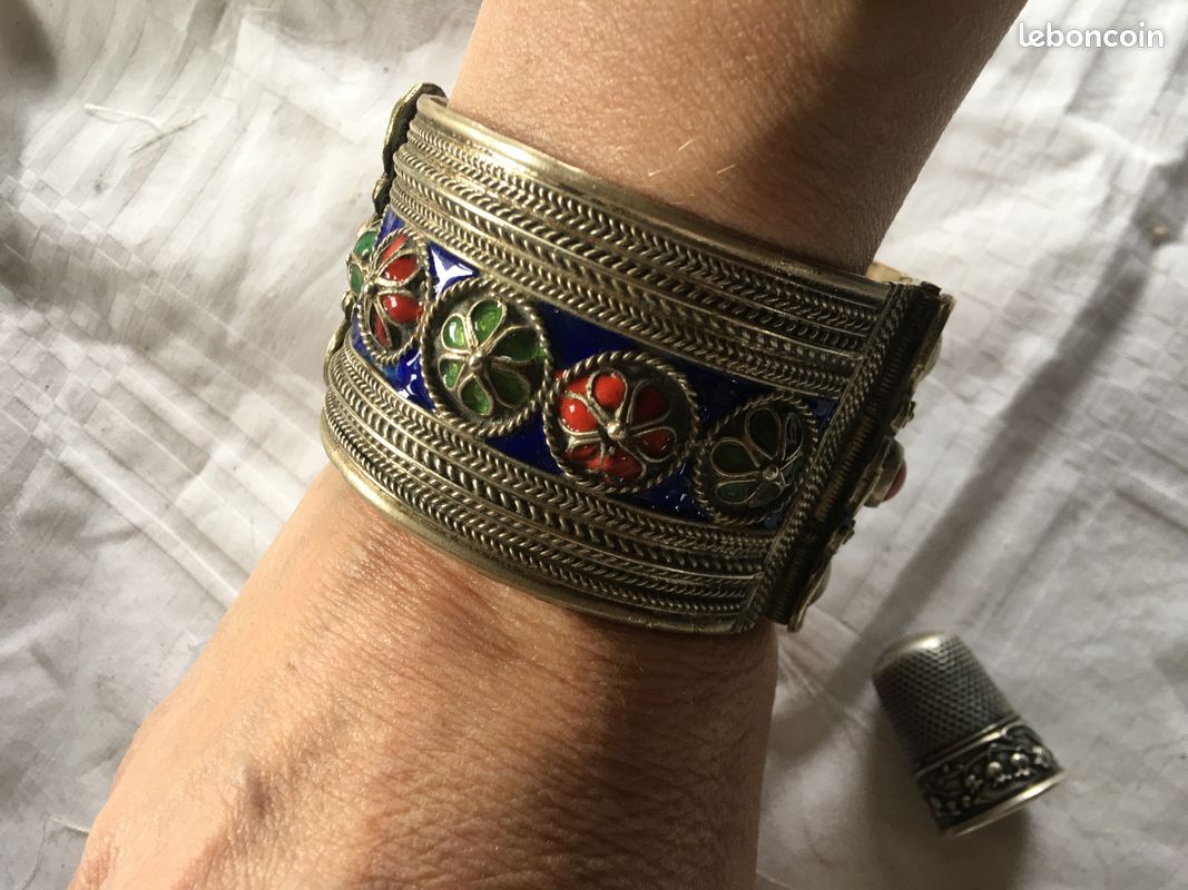 Bracelet Manchette Ancien En Laiton Style Berbère - 4 Cm De Large, Pièce Artisanale Vintage