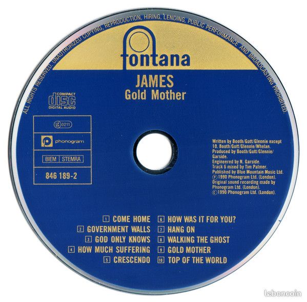 CD : James - Gold Mother - 1990 (alival) (image 3)