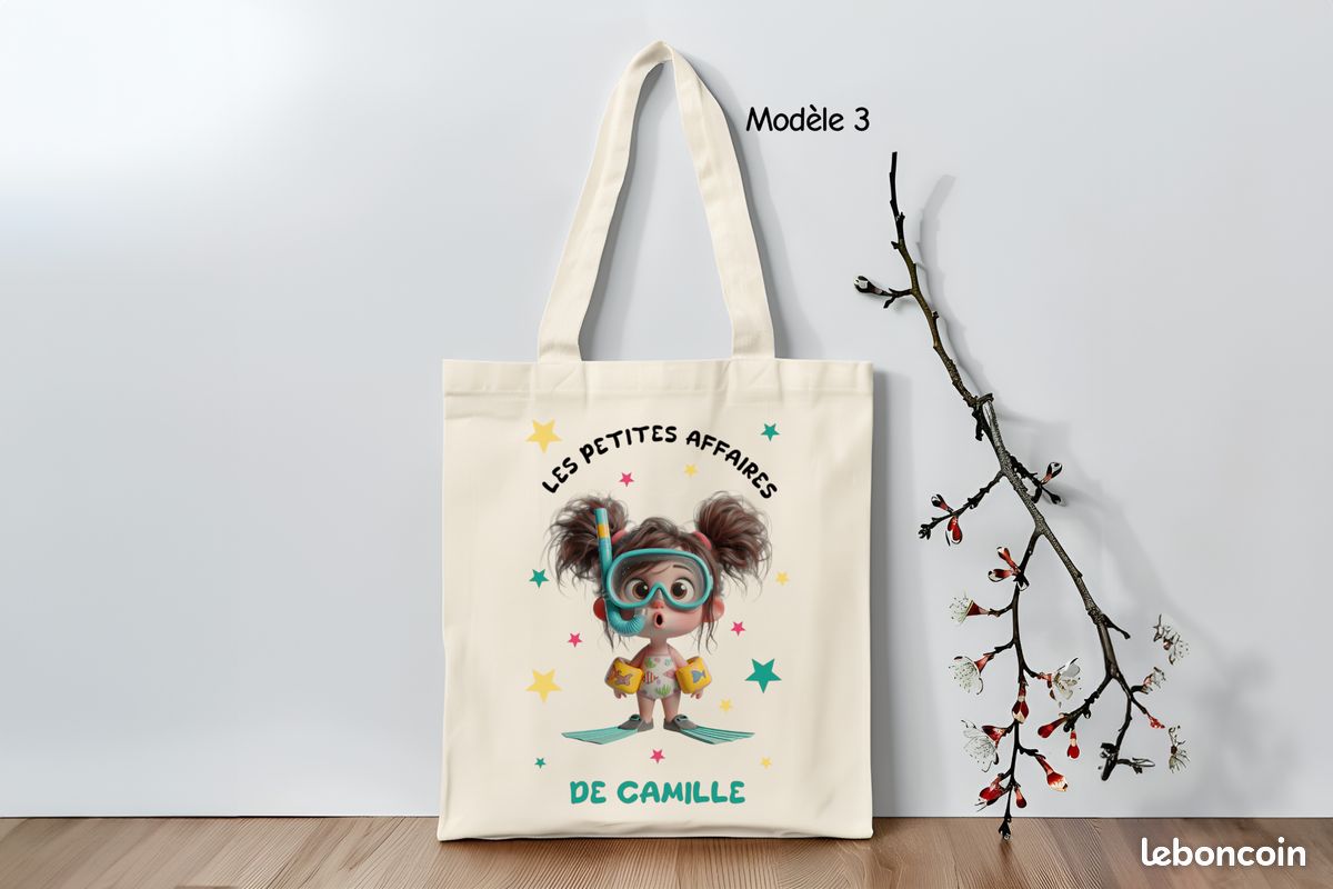 Tote bag enfant personnalisé, sac de piscine fille personnalisé, sac de sport personnalisé (image 3)
